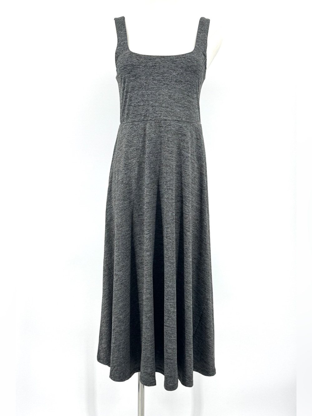 Quince Flowknit Fit and Flare Grey Heather Dress